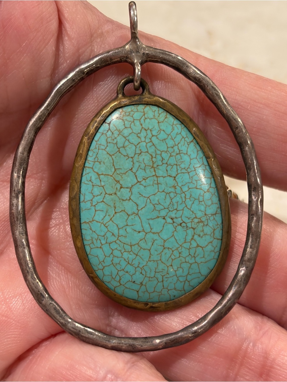 Vintage Silpada Retired "Double Halo" Howlite Pendant Necklace N1804 - 925